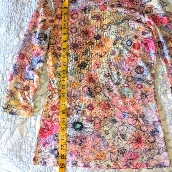 Johnny Was Natalie 3/4 Sleeve Mesh Tee in Sage Pink sz XS​​ - Picture 9 of 16